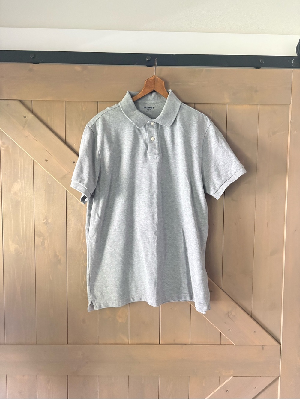 NWOT Old Navy Classic Fit Short Sleeve Polo Shirt Gray Solid Knit Button Men's L